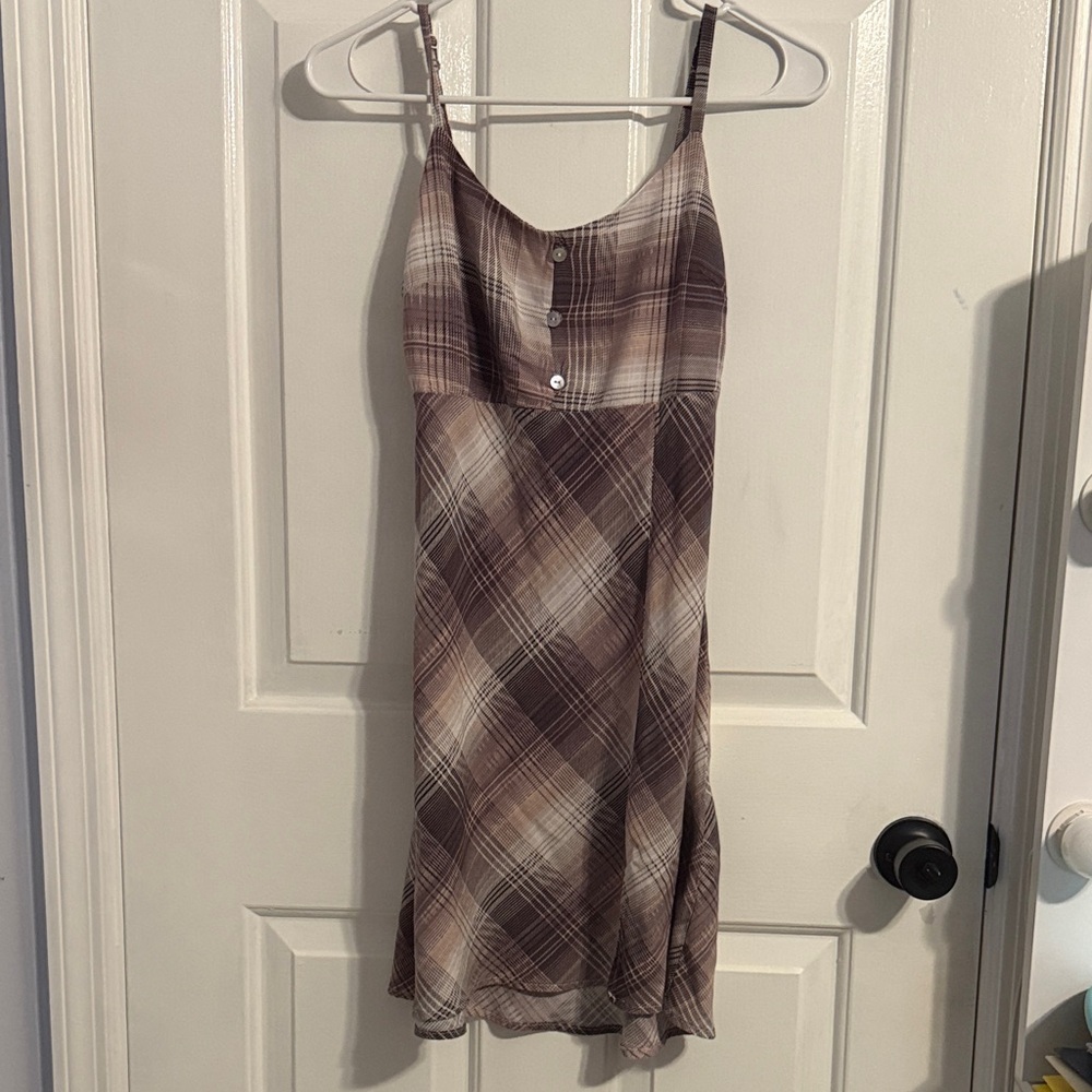 Lily Rose Pink + Purple Plaid Women’s Spaghetti Strap Skater Dress Size Small